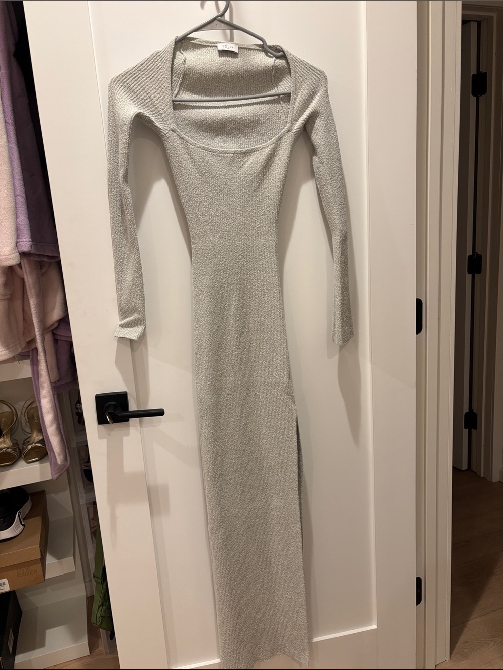 Oh Polly Silver Long Sleeve Maxi Dress